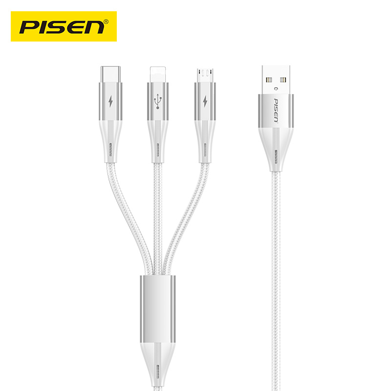 Cáp Sạc PISEN - Star Speed 3-in-1 (LightningUSB-CMicro) Braided - AP-FC17-1800 (GLB)