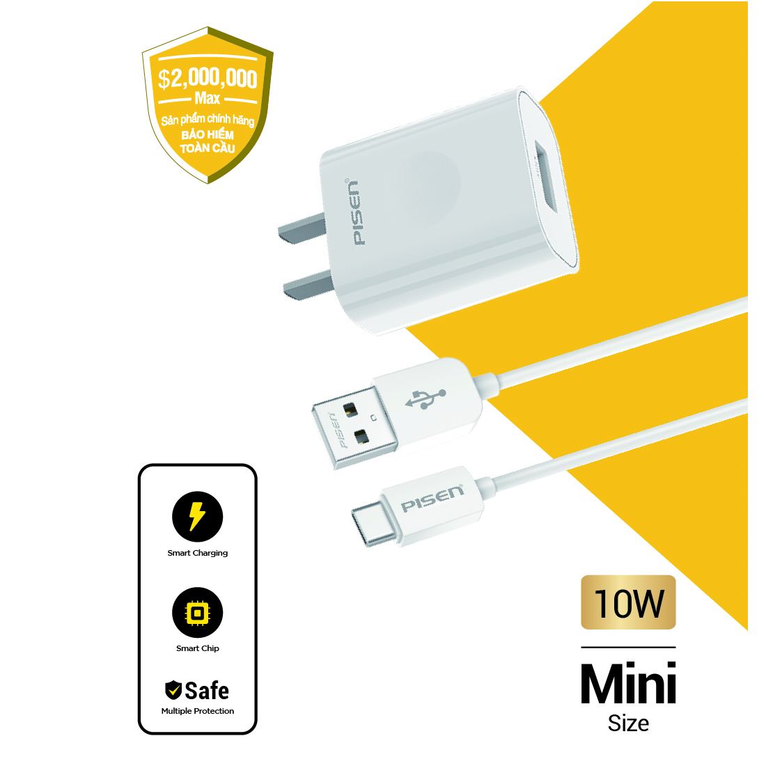 Củ Sạc PISEN - Mr White I Charger 2A AC1000 - TS-C134(Type-C)