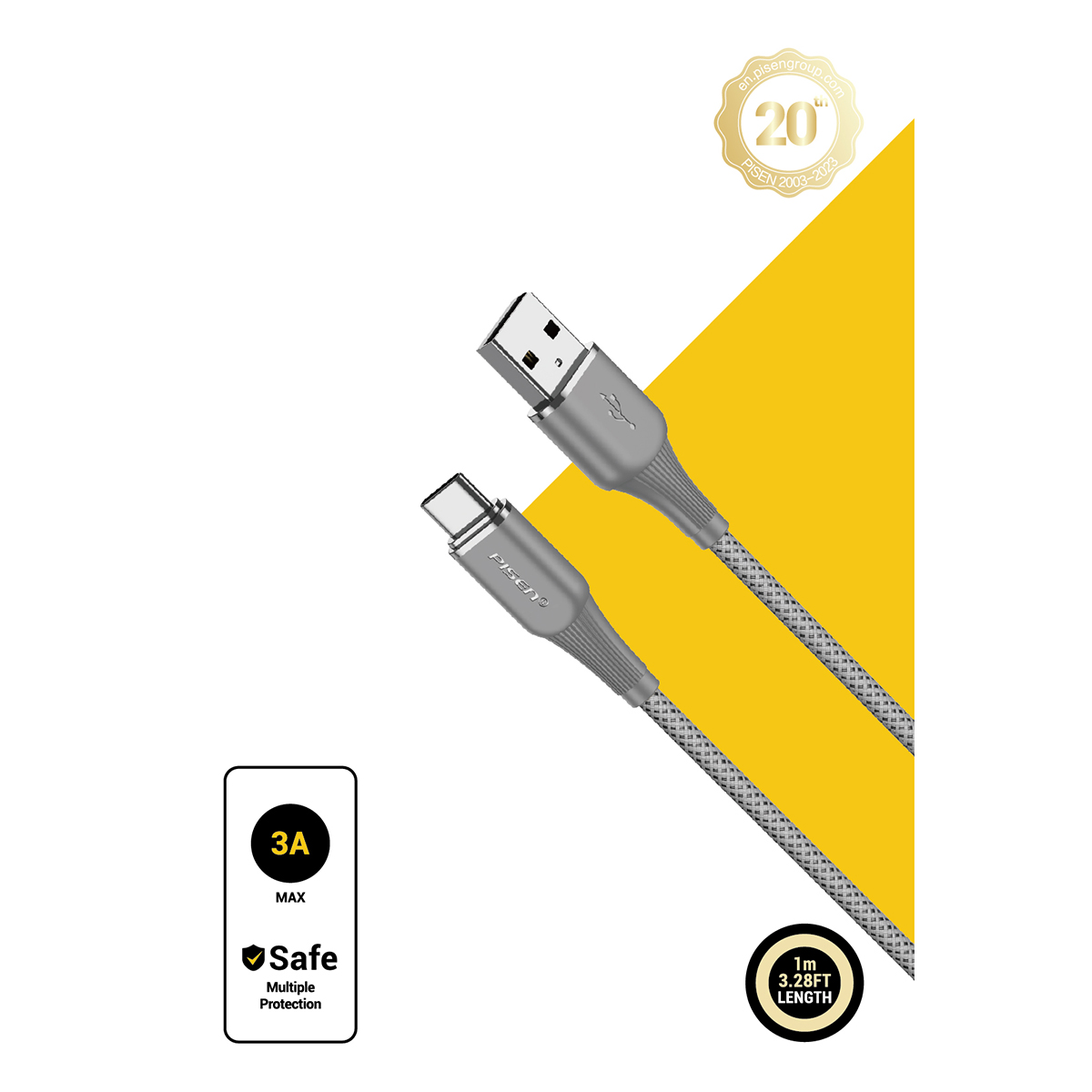 Cáp Sạc Pisen Type-C NoirSync A2C Titanium - TC-FC31-1000(GLB)