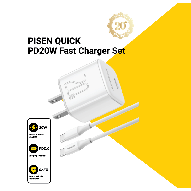 Củ Sạc PISEN QUICK - Mr White Tiny USB-C 20W CC1200 - TS-C165 (Type-C)