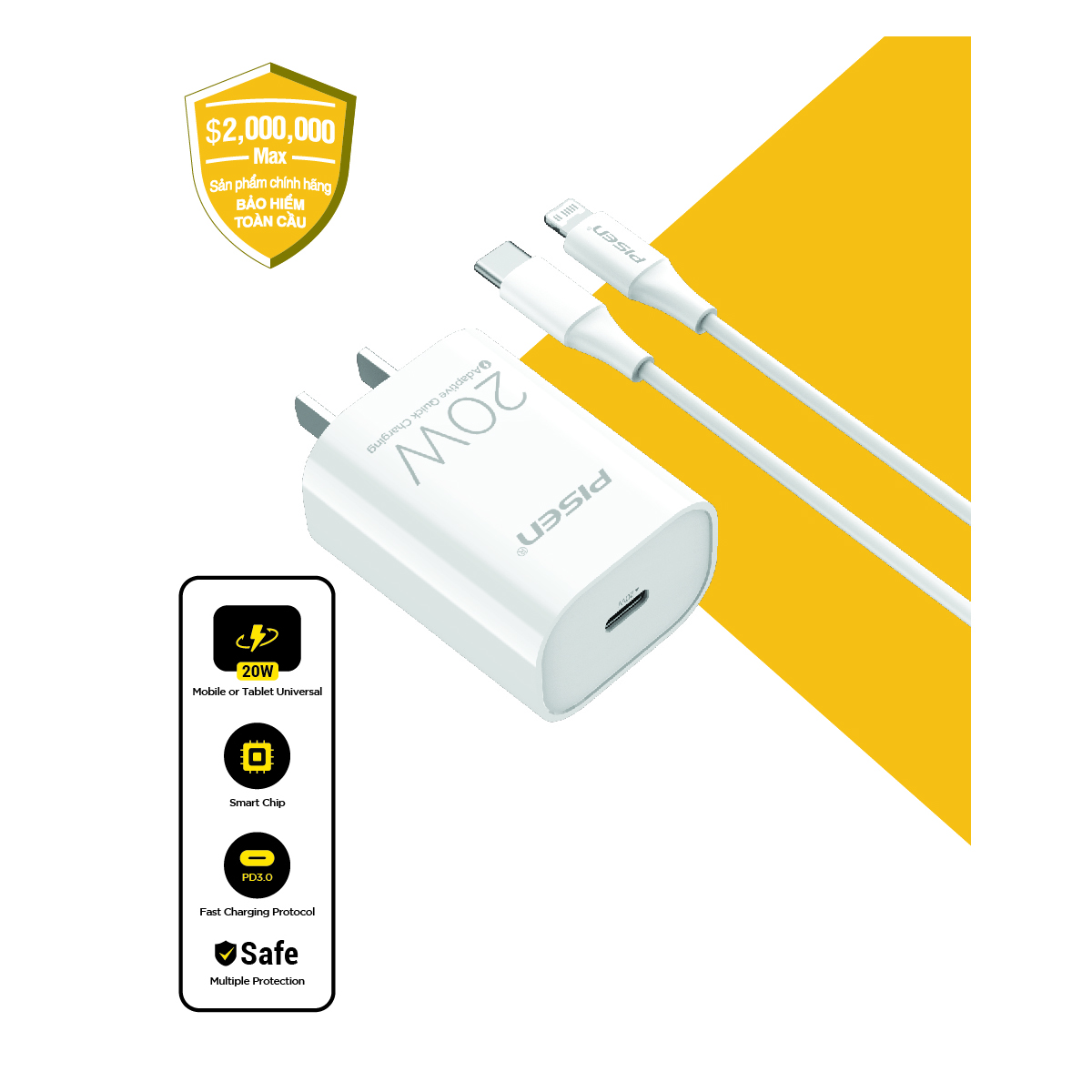 PISEN QUICK-Mr White USB-C 20W -  TS-C135 (Lightning)
