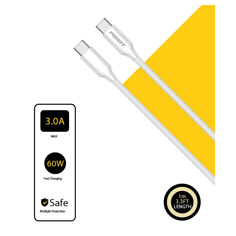 Cáp Sạc PISEN QUICK - Mr White USB-C PD 100W - CC-PD02-1000(GLB)